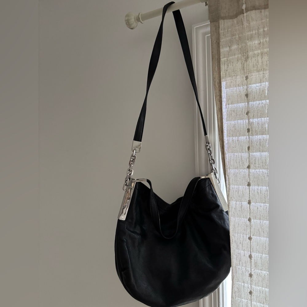 Michael Kors Black Shoulder Bag with Silver Chain